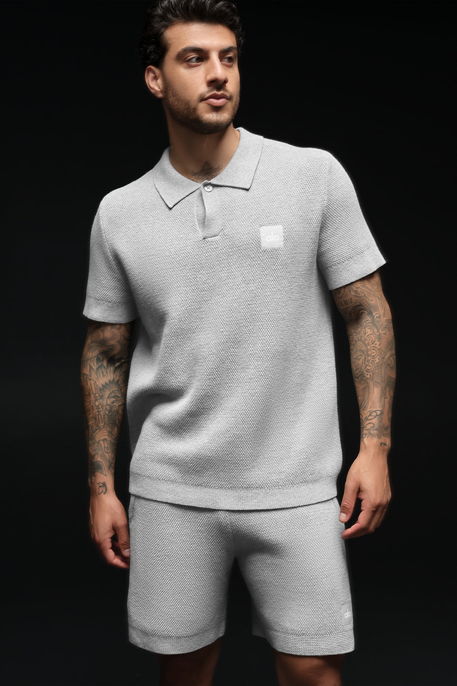 Sports Club Sweater Knit Polo - Athletic Heather Grey