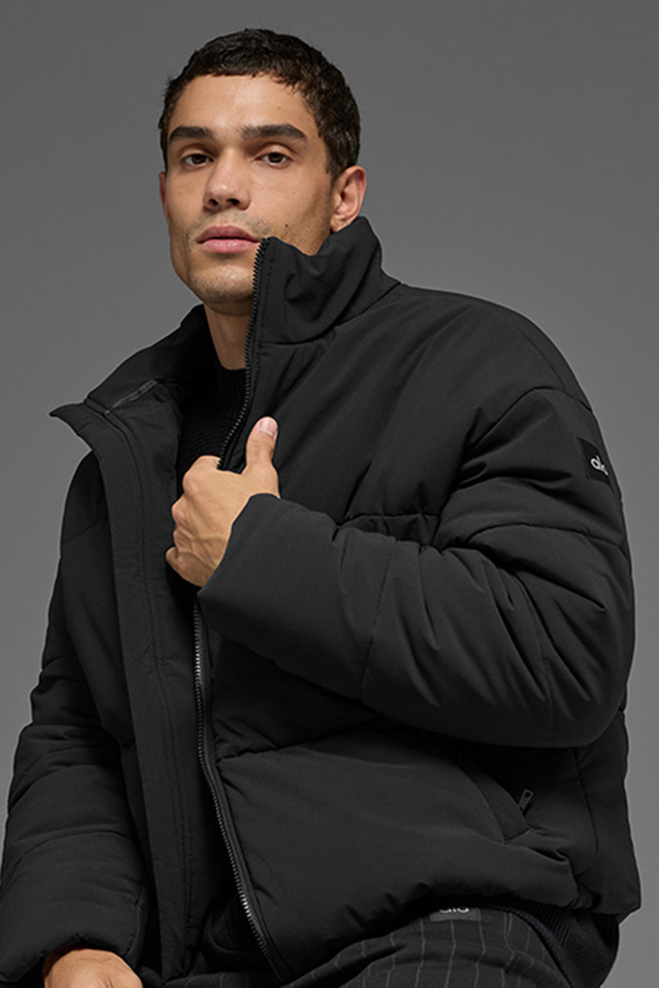 Stretch Woven Street Puffer - Black