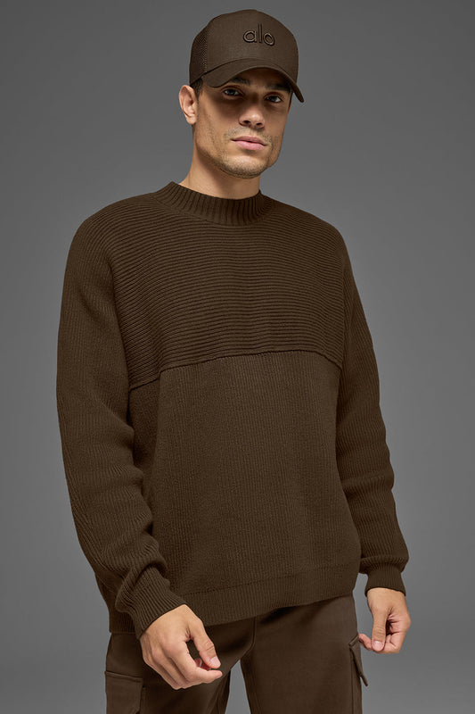 Domain Shift Rib Knit Sweater Crew - Espresso