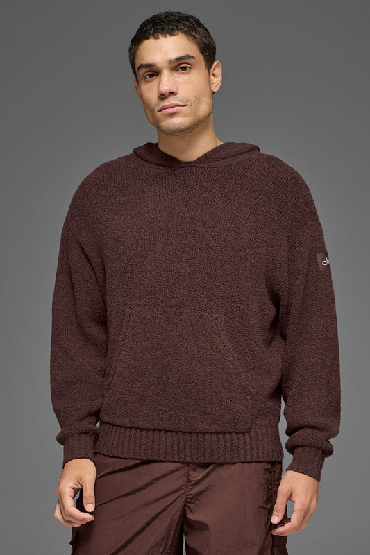 Textured Knit Hoodie - Brownstone