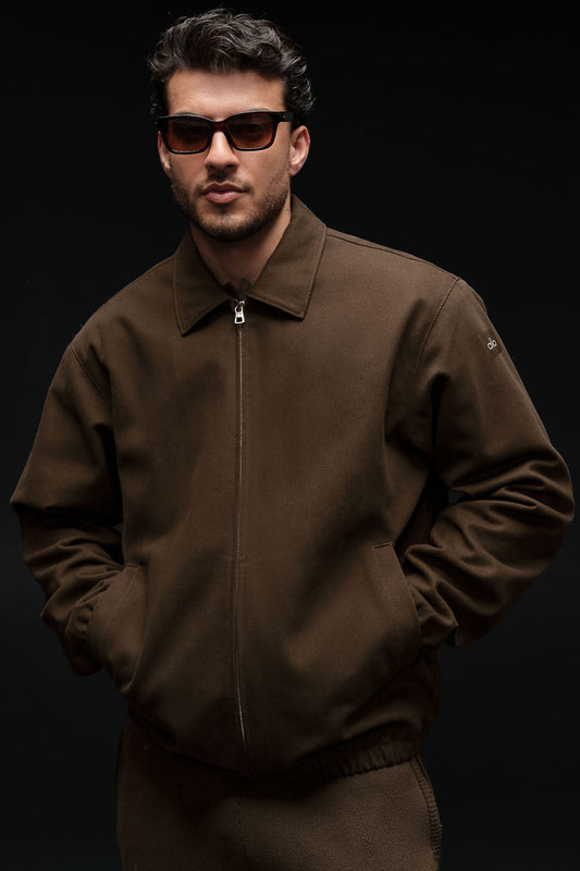 Cotton Canvas Coaches Jacket - Espresso