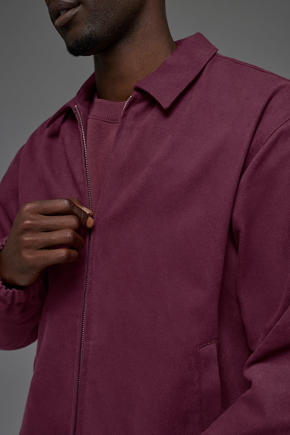 Cotton Canvas Coaches Jacket - Burgundy